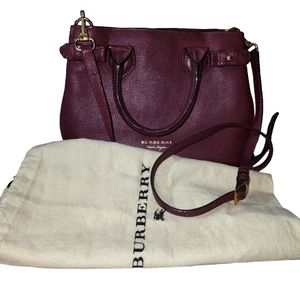 Burberry Burgundy Crossbody Leather Satchel